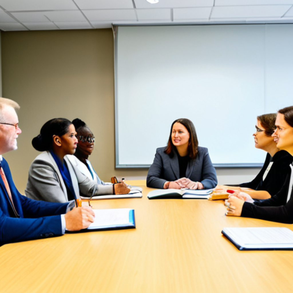 **

A diverse group of teachers participating in an ethics workshop, fully clothed in professional attire, seated around a table in a bright and modern conference room. The atmosphere is collaborative and engaging. Some teachers are taking notes, while others are participating in a discussion. Background includes presentation slides about ethical decision-making frameworks. Safe for work, appropriate content, family-friendly, perfect anatomy, correct proportions, well-formed hands, proper finger count, professional photography, high quality.

**