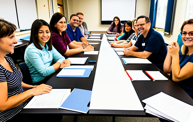 "A diverse group of fully clothed teachers attending a professional development workshop on literacy, focused on new teaching techniques, appropriate attire, safe for work, perfect anatomy, correct proportions, well-formed hands, proper finger count, natural body proportions, professional setting, bright and engaging atmosphere, family-friendly, high quality."