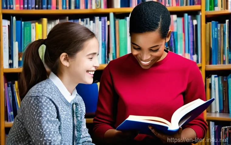 문해교육사와 교육 지원 시스템 활용 - **Prompt:** A heartwarming and supportive scene inside a brightly lit community center's literacy cl...