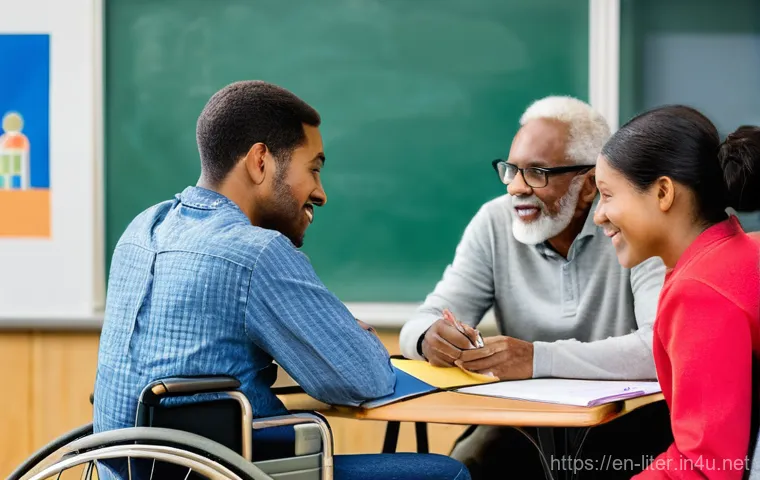 문해교육사 수업 운영 팁 - **Prompt 1: Digital Empowerment in Adult Learning**
    "A diverse group of five adult learners, ran...