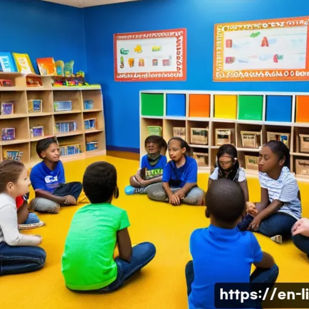문해교육사와 직무 특성 비교 - A diverse classroom scene featuring a literacy educator working closely with a small group of elemen...